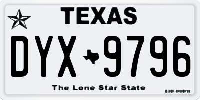 TX license plate DYX9796