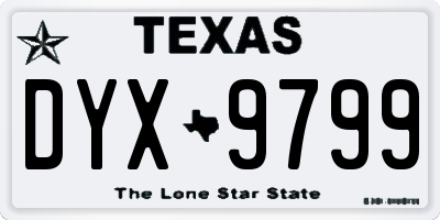 TX license plate DYX9799