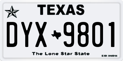 TX license plate DYX9801