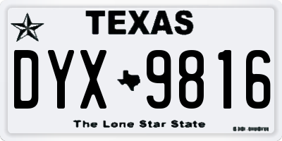TX license plate DYX9816