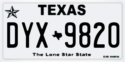 TX license plate DYX9820