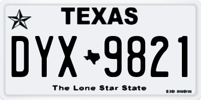 TX license plate DYX9821