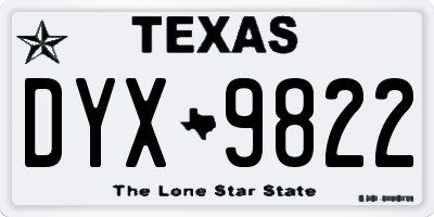 TX license plate DYX9822