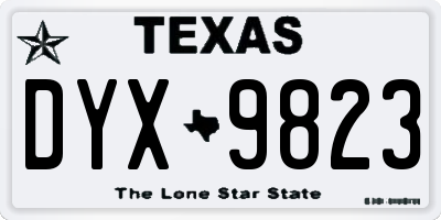 TX license plate DYX9823