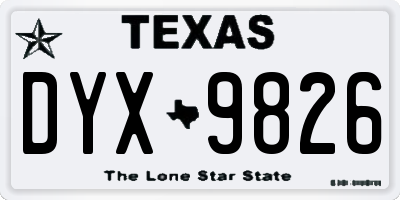 TX license plate DYX9826