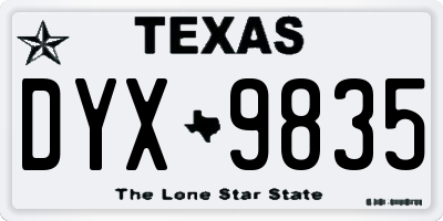 TX license plate DYX9835