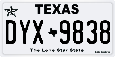 TX license plate DYX9838