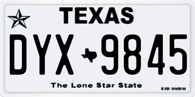 TX license plate DYX9845