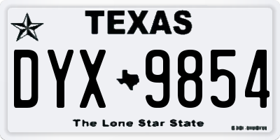 TX license plate DYX9854