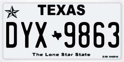 TX license plate DYX9863