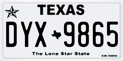 TX license plate DYX9865