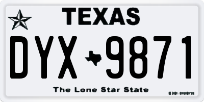 TX license plate DYX9871