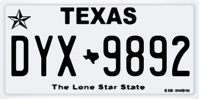 TX license plate DYX9892