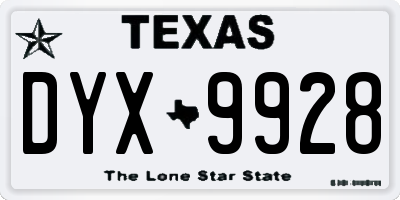 TX license plate DYX9928