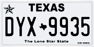 TX license plate DYX9935