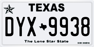 TX license plate DYX9938