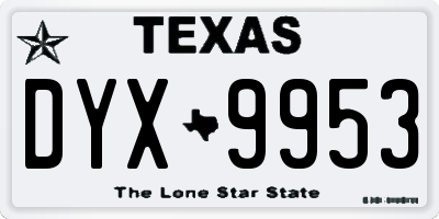 TX license plate DYX9953