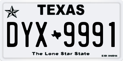 TX license plate DYX9991