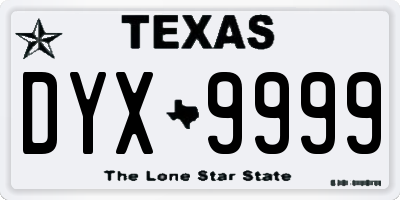 TX license plate DYX9999