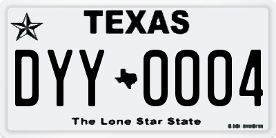 TX license plate DYY0004