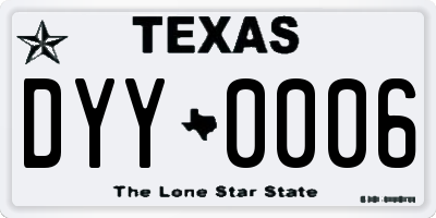 TX license plate DYY0006