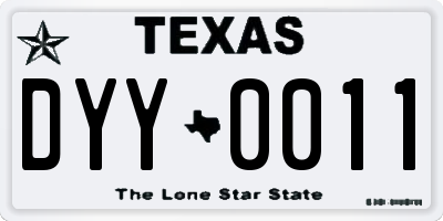 TX license plate DYY0011