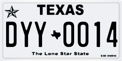 TX license plate DYY0014