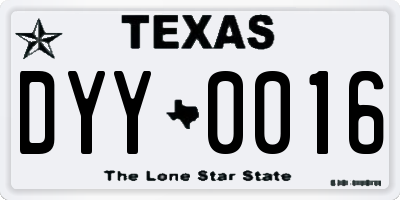 TX license plate DYY0016