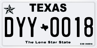 TX license plate DYY0018