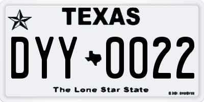TX license plate DYY0022
