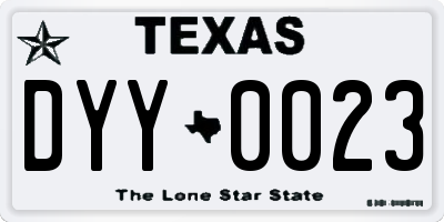 TX license plate DYY0023
