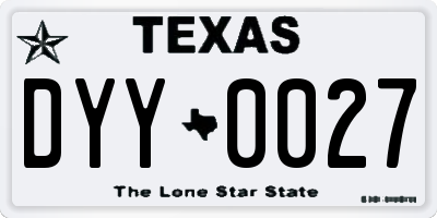 TX license plate DYY0027