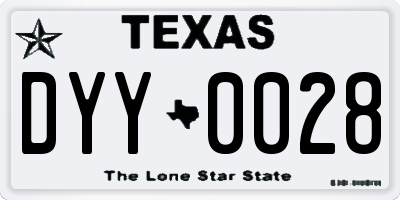 TX license plate DYY0028