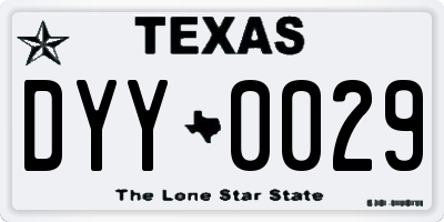 TX license plate DYY0029