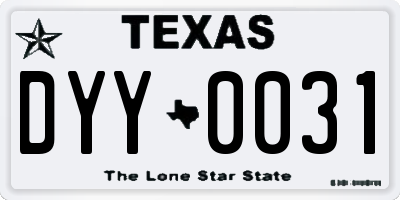 TX license plate DYY0031