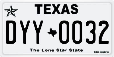 TX license plate DYY0032