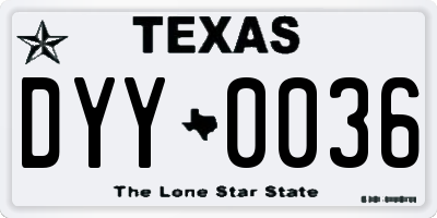 TX license plate DYY0036