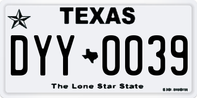 TX license plate DYY0039