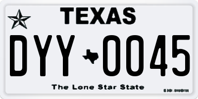 TX license plate DYY0045