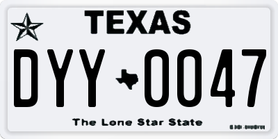 TX license plate DYY0047
