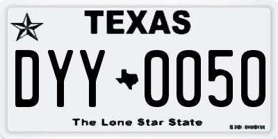 TX license plate DYY0050