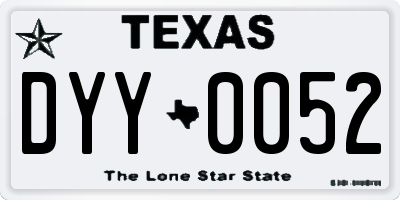 TX license plate DYY0052