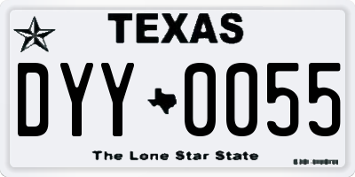 TX license plate DYY0055