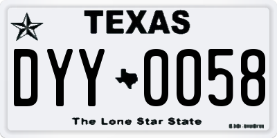 TX license plate DYY0058