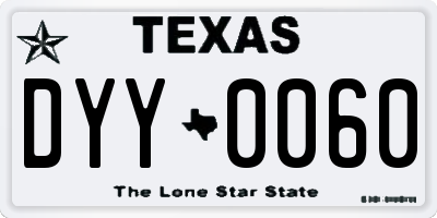 TX license plate DYY0060