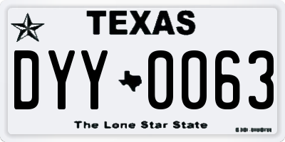 TX license plate DYY0063