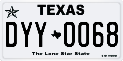 TX license plate DYY0068