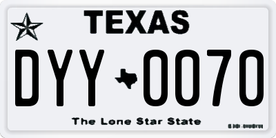 TX license plate DYY0070
