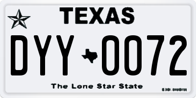 TX license plate DYY0072