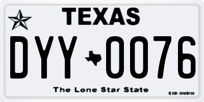 TX license plate DYY0076